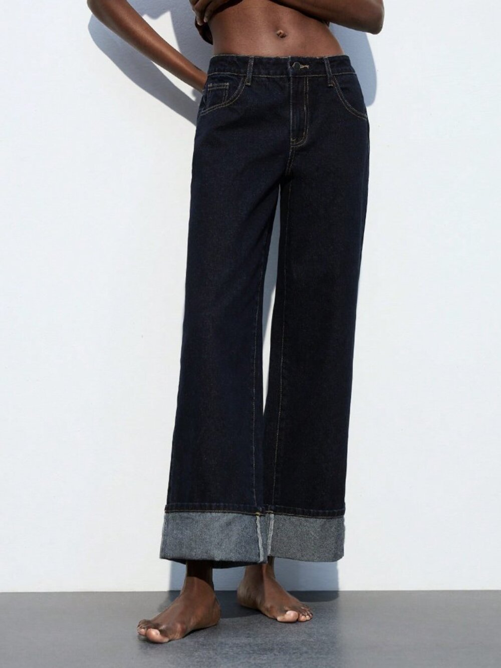 Dark Wash Casual Women's Straight Leg Cropped Jeans